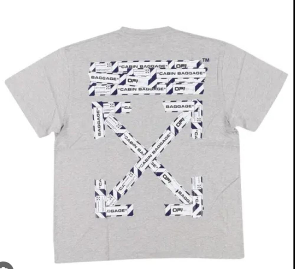 Off-White Cabin Baggage Tee Grey XS Streetwear Logo Shirt